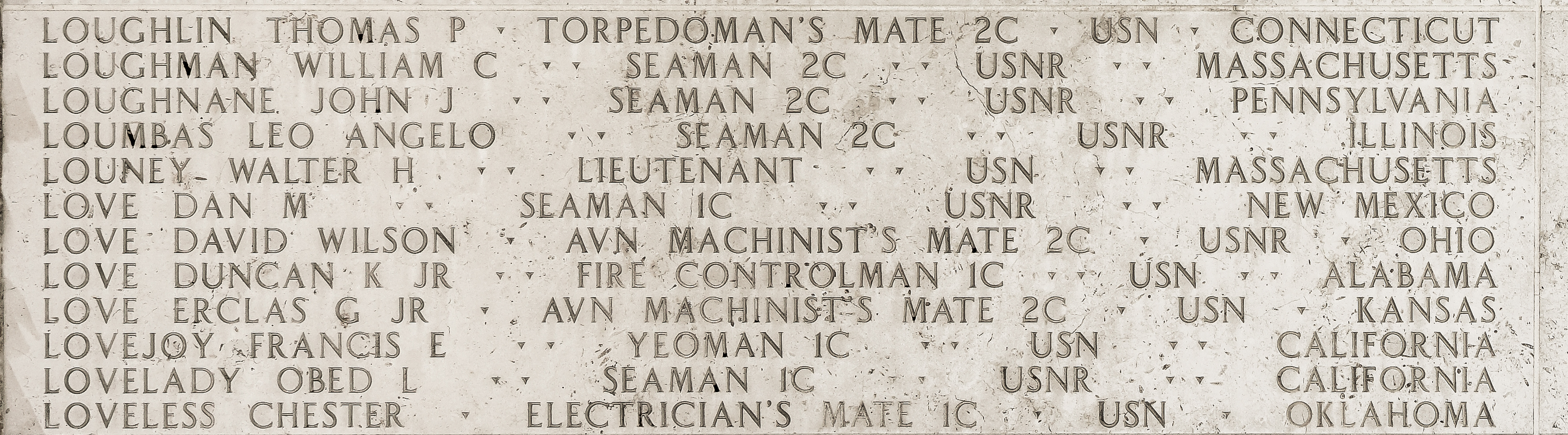 Duncan K. Love, Fire Controlman First Class